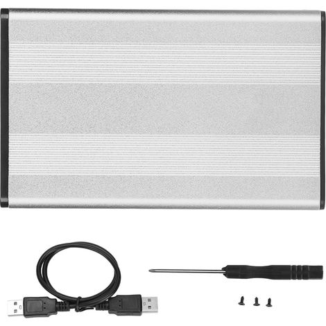 Boîtier externe pour disque dur 2,5 pouces USB 2.0 480 Mbps, en alliage d'aluminium robuste, installation facile, plug and play, argenté (1/5)