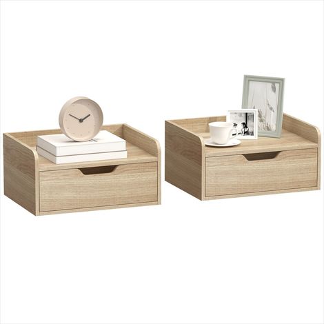 Table de chevet murales lot de 2 avec tiroir 40 x 30 x 19,5 cm (1/5)