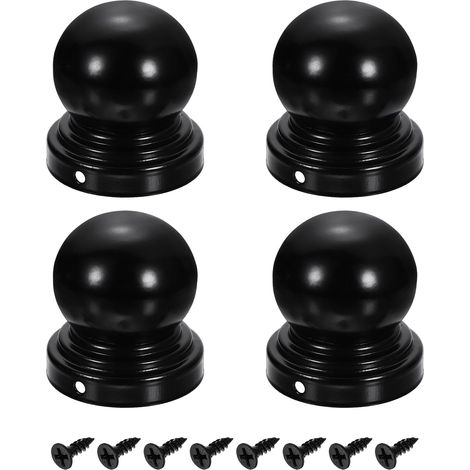 4Pcs Caps Pour Poteaux De Clôture, 60mm/2.36-inch Balle Ronde Étanche Dôme Couvercle En Fer Pour Poteau Avec Vis Extérieur Métal Bois Clôture Terrasse Boîte Aux Lettres. (1/5)