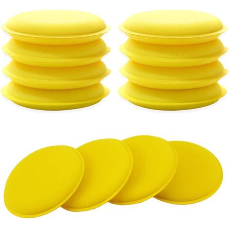 Éponge de polissage de voiture, tampons d'applicateur de cire de voiture 12 pièces Tampons de polissage en microfibre pour le verre automatique de véhicule de voiture propre (jaune)-DOU