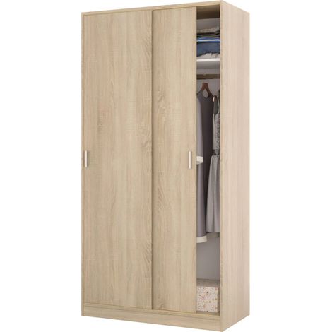 Armario 2 puertas correderas acabado roble canadian, 200cm(alto) 100cm(ancho) 50cm(fondo)