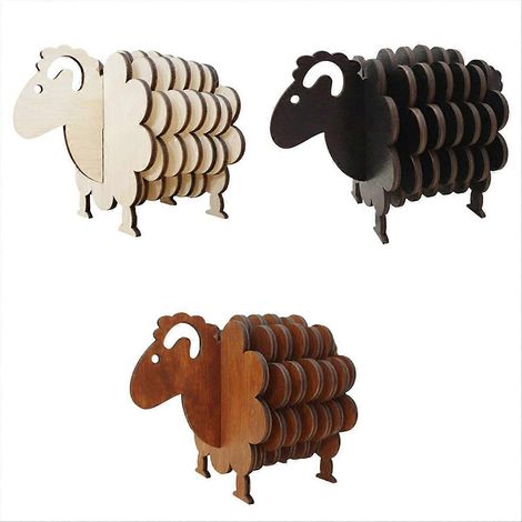 Dessous de verre en bois antidérapants et amusants, sous-verres en forme d'animaux et de moutons, parfaits pour la cuisine et les fêtes. (1/5)