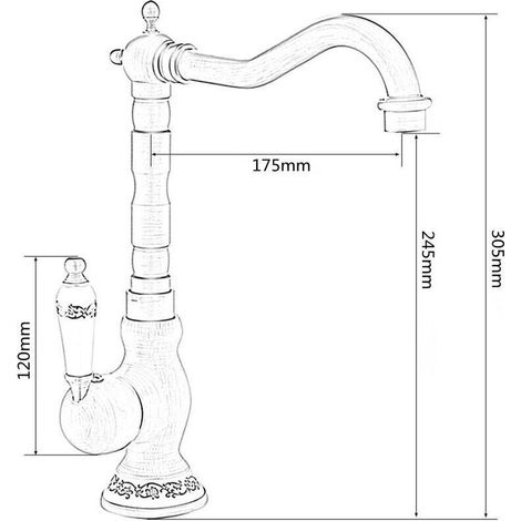 Robinet mitigeur évier cuisine bronze brossé – Poignée céramique – Rotation 360° – Laiton épaissi – Noyau céramique anti-fuite