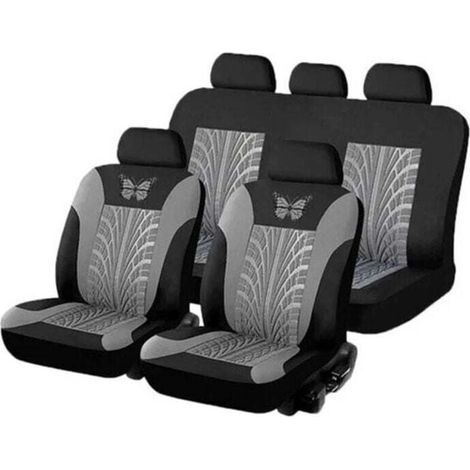 Coprisedile per auto, set universale di coprisedili per auto, coprisedili anteriori e posteriori, grigio (1/4)