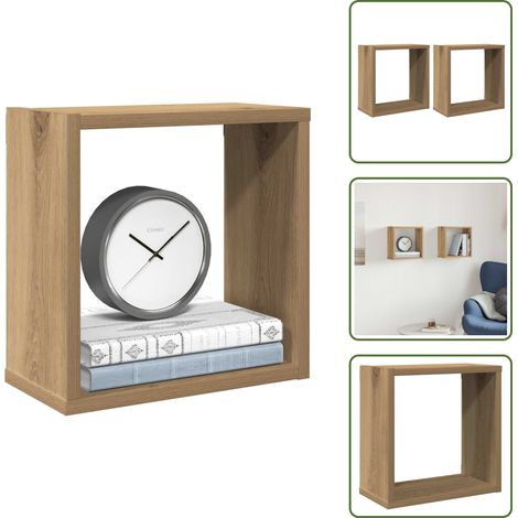vidaXL Étagères cube murales 2 pcs chêne artisanal bois ingénierie (1/5)