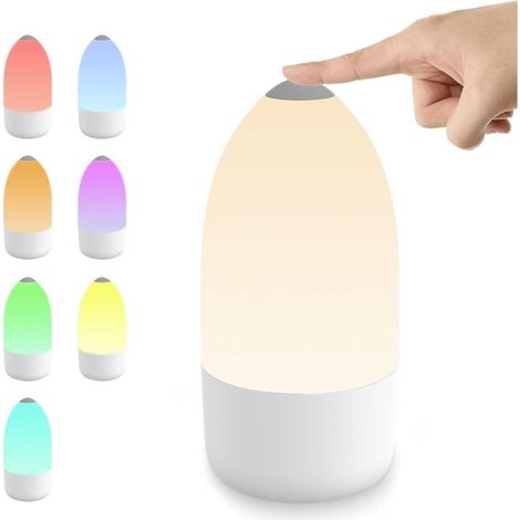 ZOLGINAH Veilleuse Enfant Veilleuse Bébé à Gradation Tactile, Veilleuse LED à Changement de Couleur à 7 Couleurs Rechargeable USB, Lampe de Chevet avec Fonction de Minuterie, Idéal pour les Cadeaux de