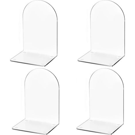 Acryl-Buchstützen 4er Set, transparent, L-Form, rutschfest (1/5)