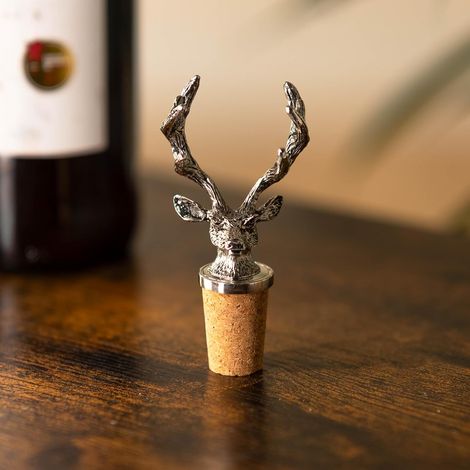 Stag Head Bottle Stopper - Wine stoppers for Wine Bottles Silicone Sealed Wine, Beer, Champagne Stopper bar Accessories Christmas Champagne Cork Traditional Christmas Decorations Reusable