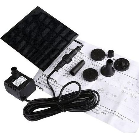 Miniatur-Solarpumpe (7 V) für Gartenbrunnen und Teiche, maximale Förderhöhe 70 cm. Sorgt für Wasserzirkulation in Teichen und Brunnen. (1/5)