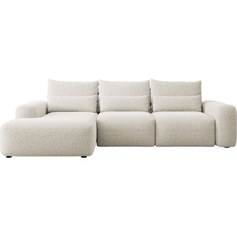 Selsey CARNOS - Ecksofa mit Schlaffunktion, Chenille-Bezug in Creme, linksseitig (1/5)
