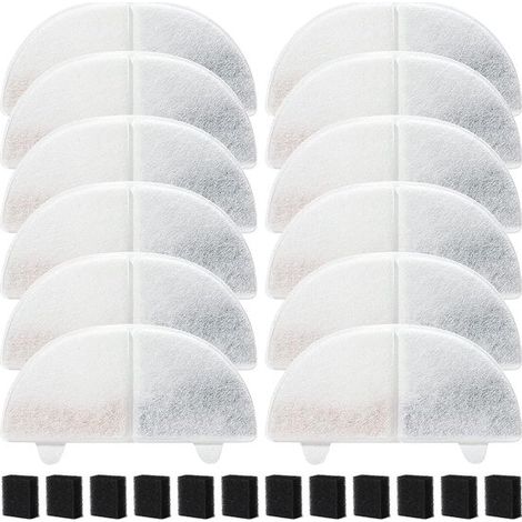 20 filtros de repuesto para bebederos: 10 filtros de carbón y 10 filtros de espuma para bebedero de gato WF20 de 2 litros. (1/5)