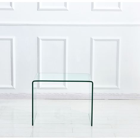 Tisch aus gehärtetem Glas 50x40x45 cm transparent OKMYHOME (1/4)