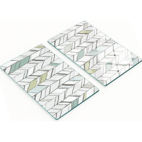 Tablas de servir de cristal para cocina con estampado de espiga, 2 x 30 x 52 cm.