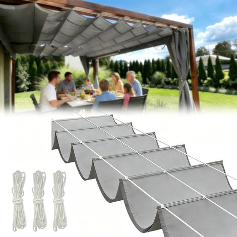 Voile d’Ombrage Rétractable 2x3 m Ondulée, 95% Protection UV, Tissu 420D Polyester Déperlant, Voile d’Ombrage Enroulable pour Terrasse, Jardin, Balcon, Pergola (1/5)