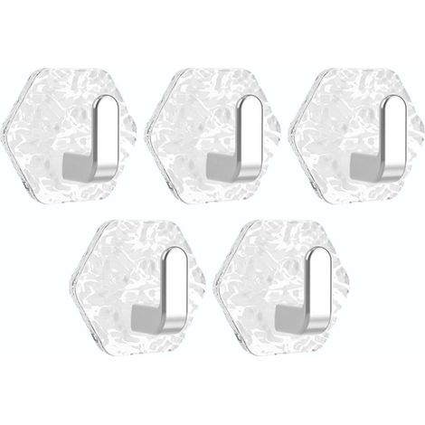 Ganci esagonali da parete, design impermeabile, non richiedono foratura, possono essere appesi al muro per una comoda conservazione, adatti per cucine, bagni, appendere asciugamani (confezione da 5), (1/3)