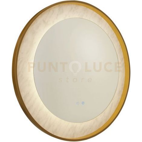 Specchio Luxo LED, metallo dorato con effetto marmo