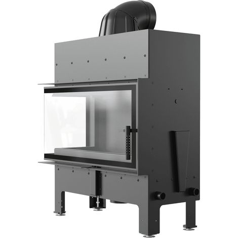Kamineinsatz aus Stahl KRATKI FLOKI L links 12 kW Ø 200 schwarz Verkleidung (1/5)