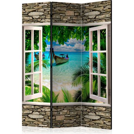 Paravent 3 Volets "Tropical Beach" 135x172cm (1/2)