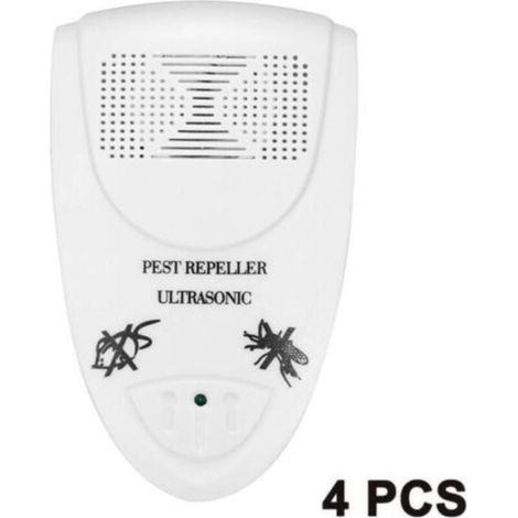 Lot de 4 répulsifs antiparasitaires à ultrasons - Anti-souris - Antiparasitaire prêt à l'emploi, idéal pour les souris, également efficace contre les cafards, les fourmis et les moustiques (blanc)