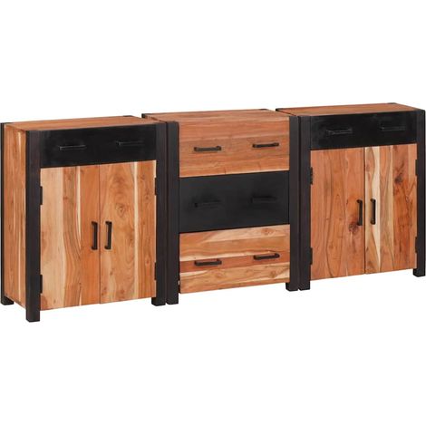 Sideboard 3 pcs Braun 165 x 30 x 75 cm Massivholz Akazie