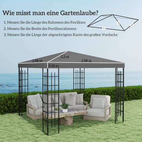 Toiture de rechange pour pavillon 3x3m, hydrofuge, tissu Oxford 370g/m², gris foncé (1/5)