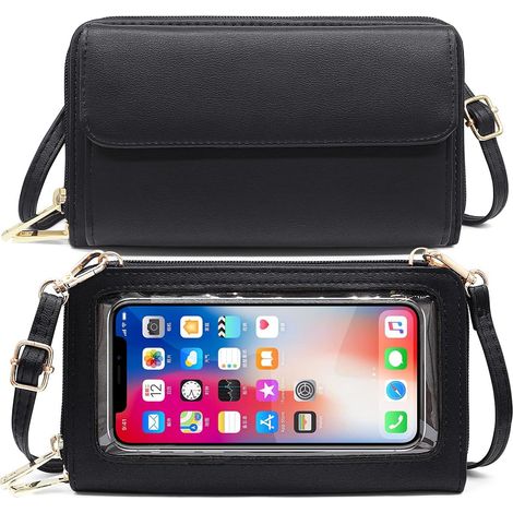 Sacoche pour téléphone portable pour femme Messenger (noir),