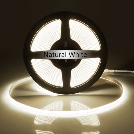 3 m Bande LED COB, Blanc naturel 4000K, Guirlande lumineuse flexible haute densité pour chambre et salon (1/5)