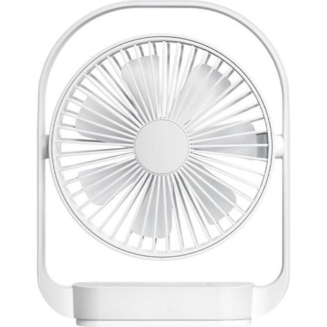 USB-Tischventilator, 2000 mAh Akku, 4 Geschwindigkeitsstufen, mit LED-Licht, weiß (1/4)