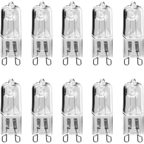Confezione da 10 lampadine alogene G9 da 18W a luce bianca calda per plafoniere e lampade da tavolo. (1/5)