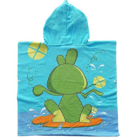 Poncho de bain enfant, serviette de bain enfant (verte), serviette de plage à capuche, pour la salle de bain, la plage et la piscine. (1/5)