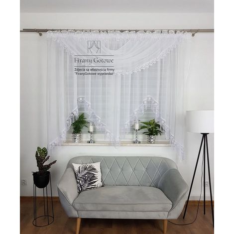 Rideau avec lambrequin et dentelle guipure 400x180cm (1/4)