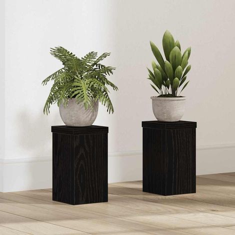 Pflanzenständer 2 pcs Schwarz Eichen-Optik 10 x 10 x 18 cm