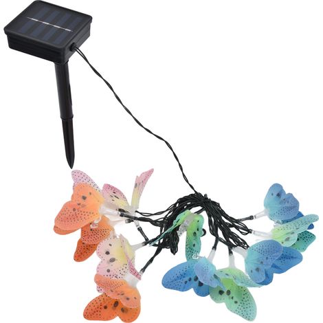Solar-Lichterkette mit 12 LEDs, IP44 wasserdicht, bunte Schmetterlinge, für Rasen, Garten und Hof (1/5)