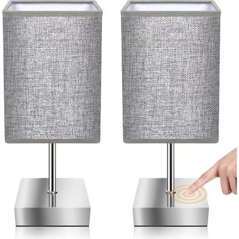 Lampe de chevet tactile, lampe de table tactile à intensité variable, 3 niveaux de luminosité, avec 2 ampoules E27 aléatoires (2 pièces)