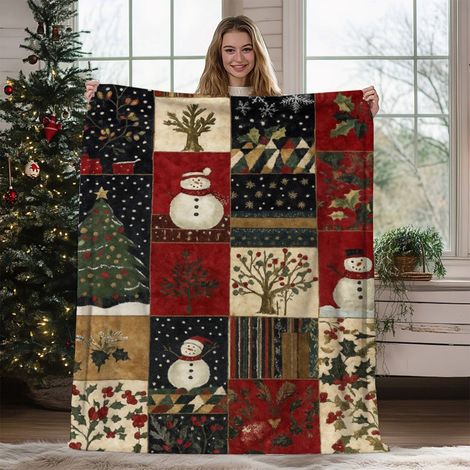 Plaid De Noël - Flanelle Polaire Douce - 70 x 100 cm - Décoration Intérieure Hivernale Pour Canapé Ou Lit - Imprimé Double Face - 1 Pièce (1/5)