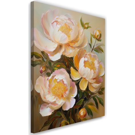 Tableau déco Fleur peinte pivoine nature 40x60 (1/5)