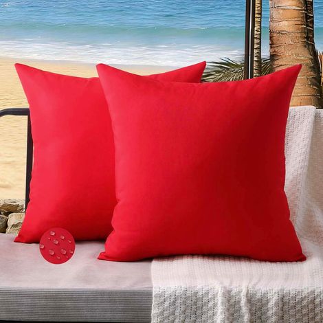 Housses Coussin 45x45 cm Extérieur Imperméable Rouge Taies d'oreiller Printemps Été Decoration Canapé Housse de Coussin Décoratif pour Salon de Jardin Patio Chambre Maison Décor Lot de 2