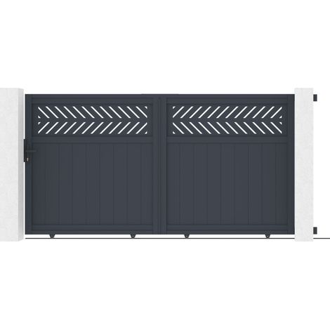 Portail coulissant aluminium 300x158 cm anthracite motorisable (1/5)