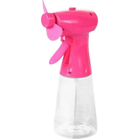 Ventilateur brumisateur manuel portable tête rotative pour camping plage et activités de plein air - Couleur rose rouge (1/5)