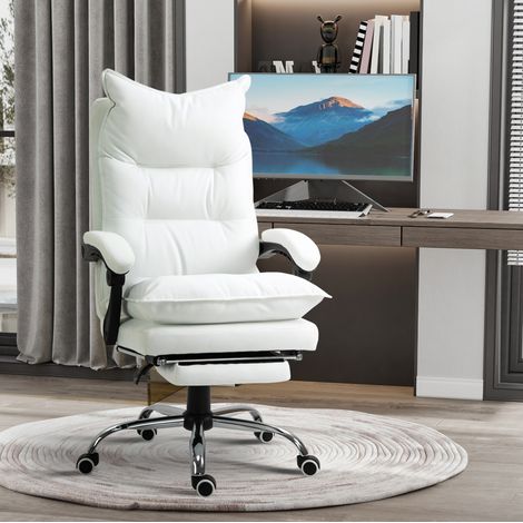 MEUBLIV chaise de bureau blanche à bascule avec repose-pieds, sans matelas (1/5)