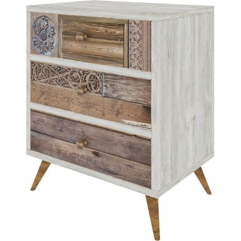 Commode 3 tiroirs effet bois LIZA (1/4)