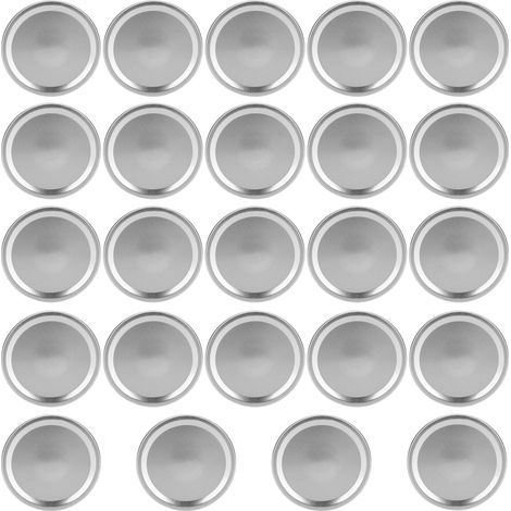 24 pièces Couvercles ronds fendus de conservation pour bocaux à large ouverture 70mm Argent