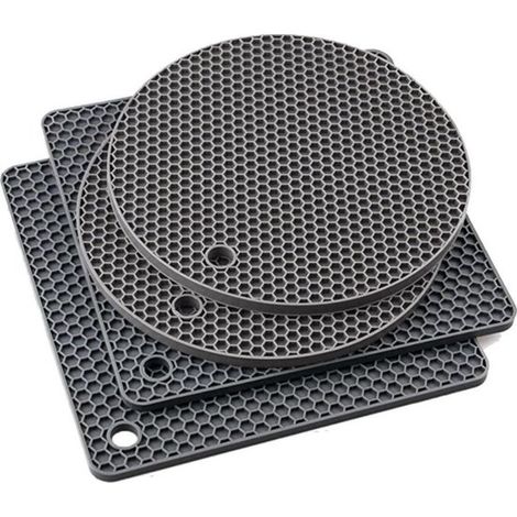 Dessous de plat en silicone résistant à la chaleur - Gris - Lot de 4 - Manique de cuisine (1/5)