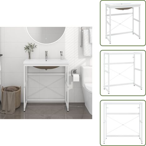 Cadre de lavabo de salle de bain vasque à encastrer Blanc Fer - Meuble De Salle De Bain - Meuble Lavabo - Cadre Lavabo - Vasque Encastrée - Robinetterie Salle De Bain (1/5)