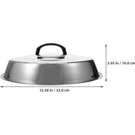Lot de 2 couvercles de barbecue en inox de 32 cm pour grillades et cuisson en extérieur