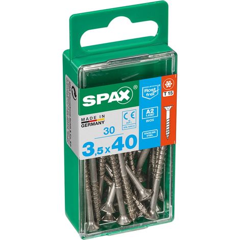 Caja 30 unid. tornillo madera spax cabeza plana inox a2 3,5x40mm spax (1/3)
