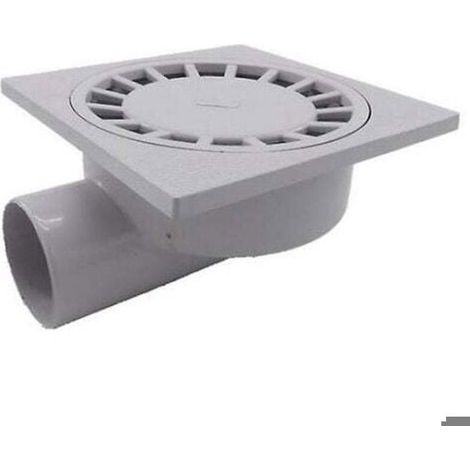Sjqka – Siphon de sol 200mm x 200mm – Sortie horizontale 75mm – Plastique PVC blanc – Drainage efficace pour douches et pièces (1/4)
