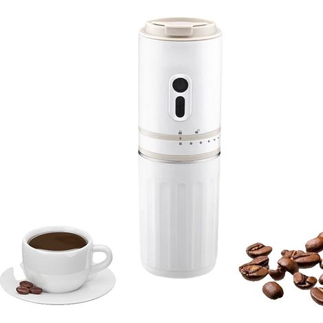 Cafetera eléctrica, diseño portátil, alta eficiencia, color blanco. (1/2)