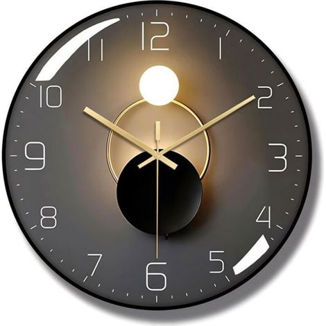 Geräuschlose Wanduhr – ® – Rund, 30,5 cm – 3D-gebogenes Design – Glas – Geräuschlos – Dekorativ (1/5)