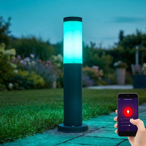 Sockel Lampe EDELSTAHL Außen Steh Leuchte App Sprachsteuerung im Set inkl. RGB  LED Leuchtmittel (1/5)